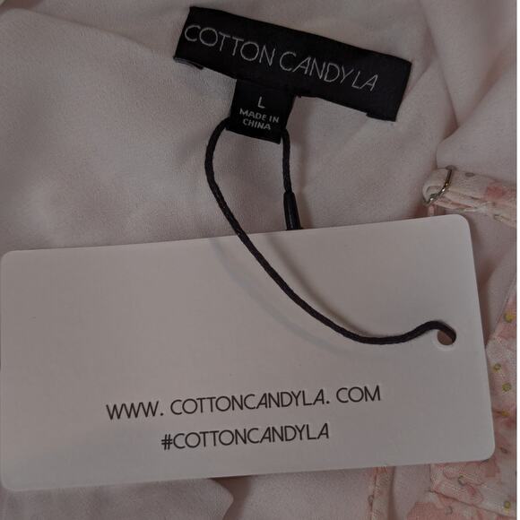 Cotton Candy LA Floral Print Spaghetti Strap Maxi Dress Blush Pink Size L - Picture 5 of 16